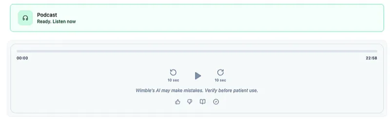 Podcast player showing a personalized ortho review episode